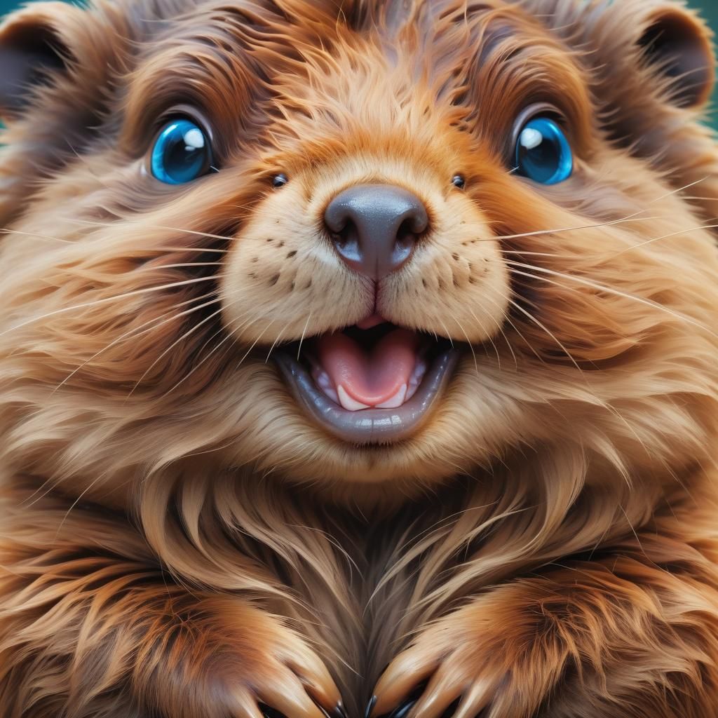 Adorable Newborn Beaver with Fluffy Fur