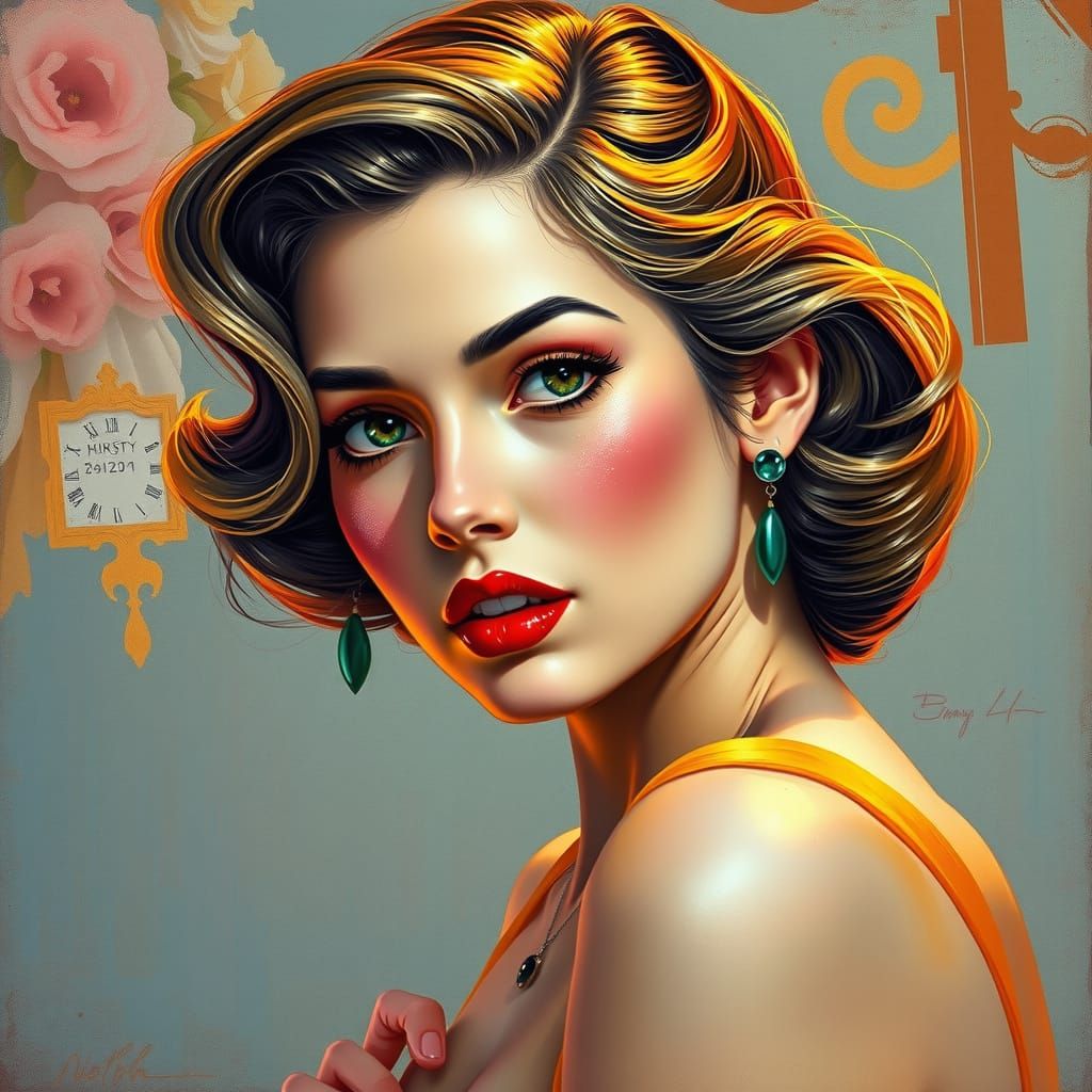 Woman's Portrait in Impasto and Hyperreal Style