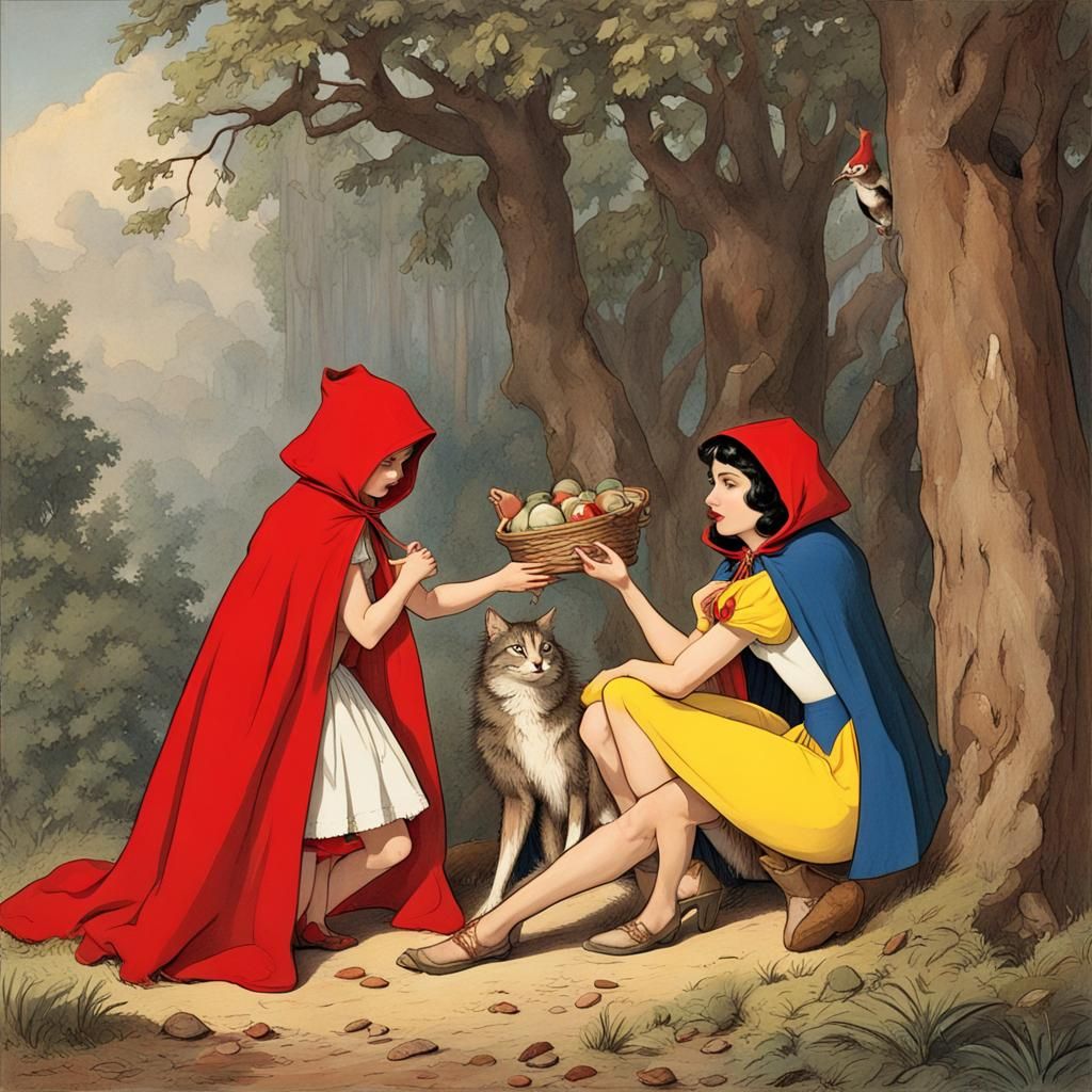 Little Red Riding Hood and Snow White Captured