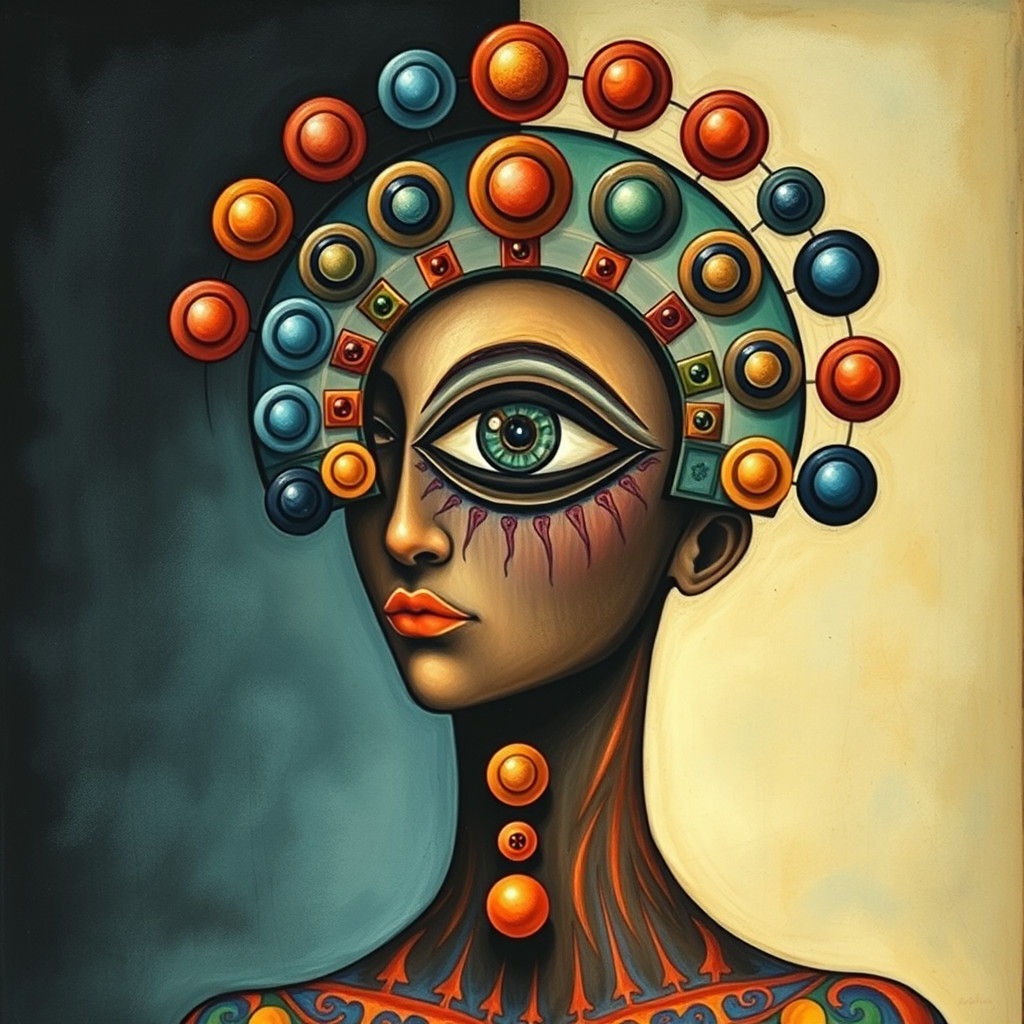 Surreal Portrait in Fauvist Style with Geometric Shapes
