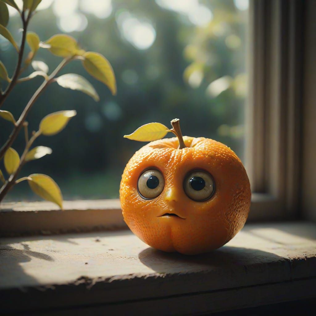 Tiny Orange Fruit in Warm Window Light