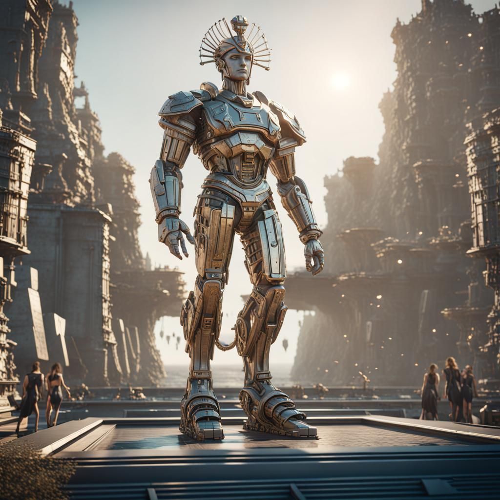 Futuristic Sci-Fi Colossus of Rhodes in 8K