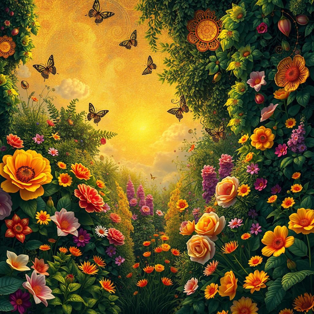 Lush English Garden Digital Rendering in Fantasy Style