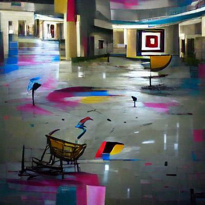 Abandoned Mall in Acrylic Art Style