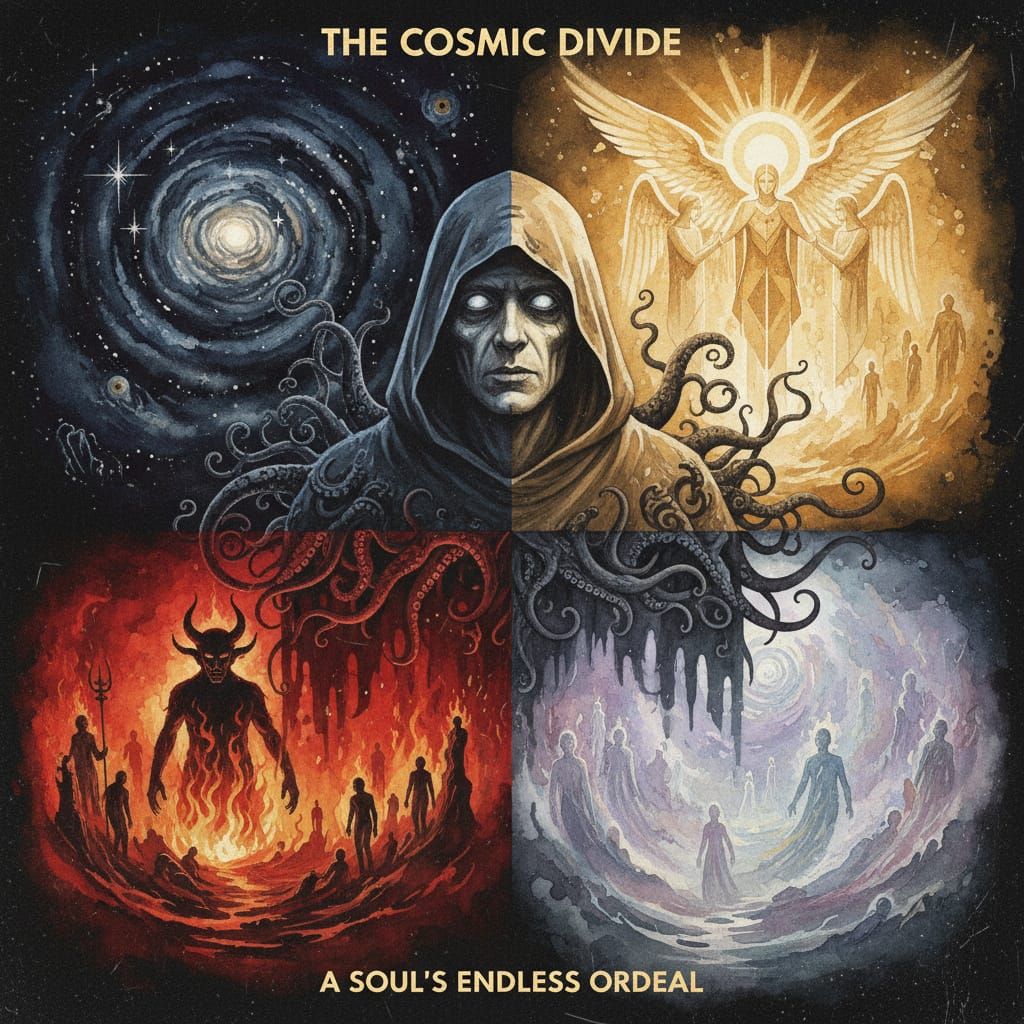 Cosmic Horror Cultist Double Exposure Portrait