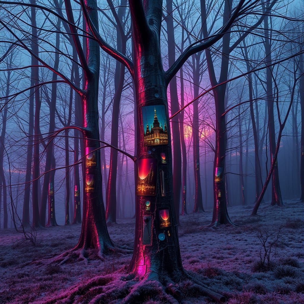 Misty Forest of Cracked Mirror Trees