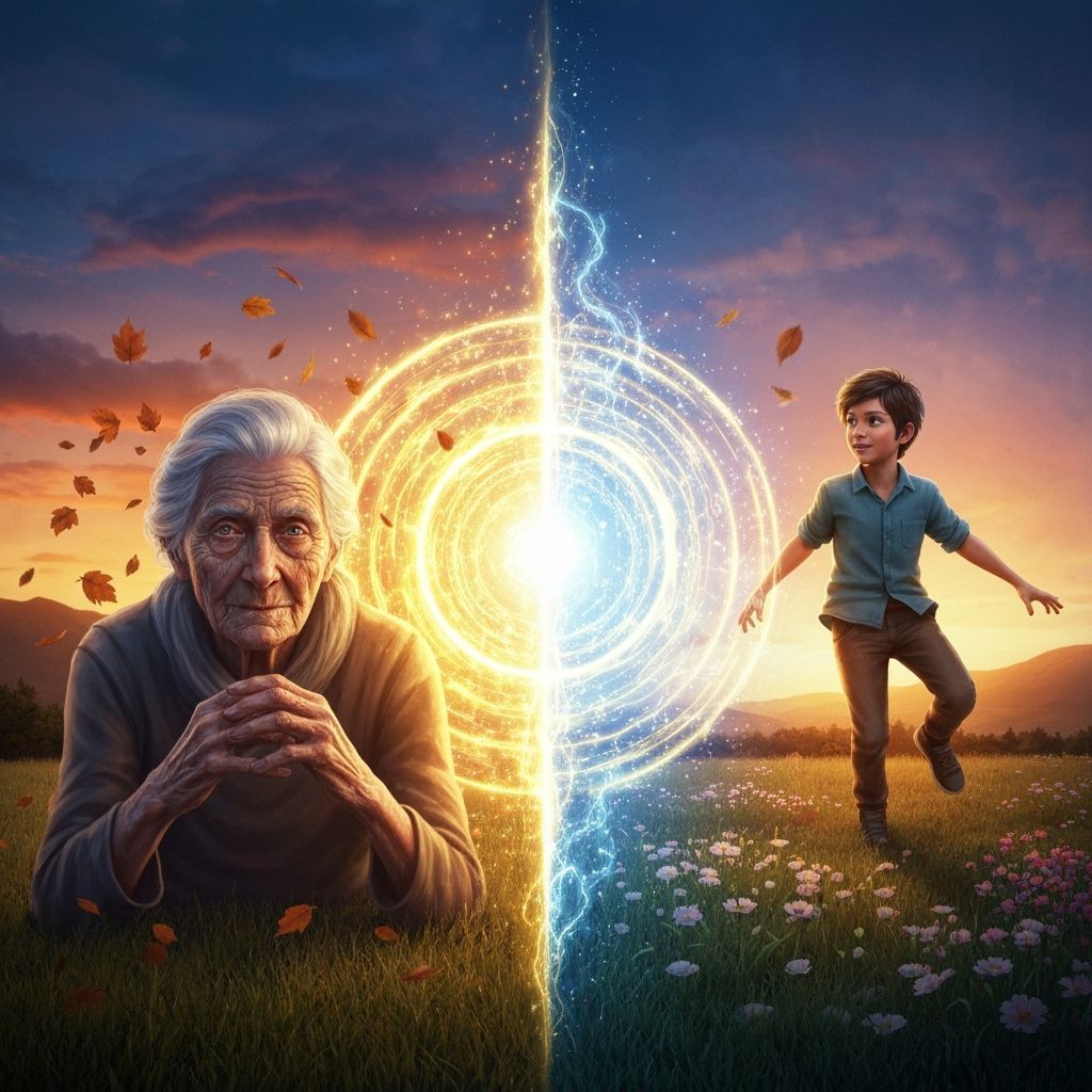 Magical Portal Between Youth and Age in Twilight Meadow