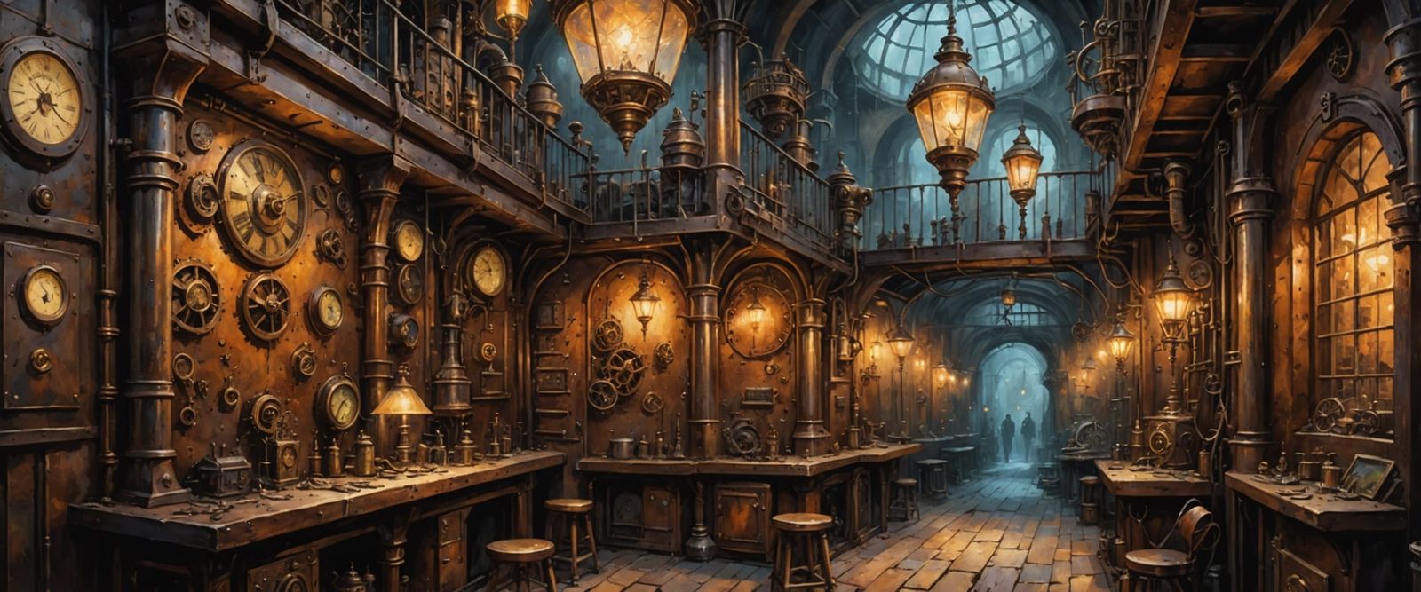 Steampunk Dungeon Exploration in Oil and Watercolor