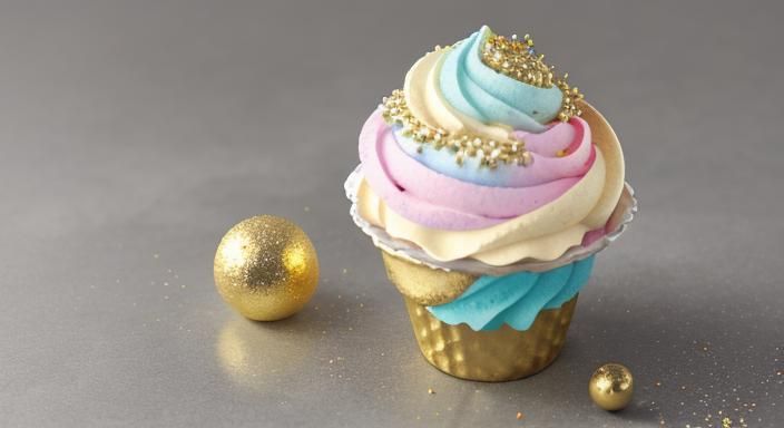 Rainbow Sprinkled Sorbet with Golden Sphere Decorations