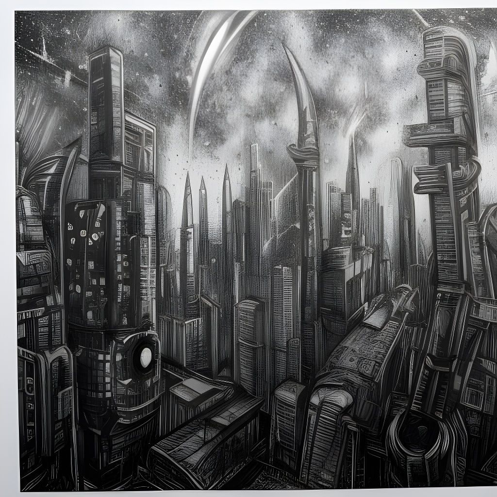 Post-Apocalyptic Cityscape with Meteor Showers
