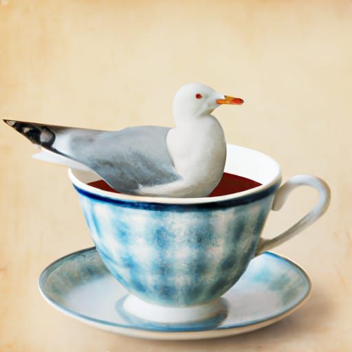 Seagull Takes Tea: Bird in Teacup