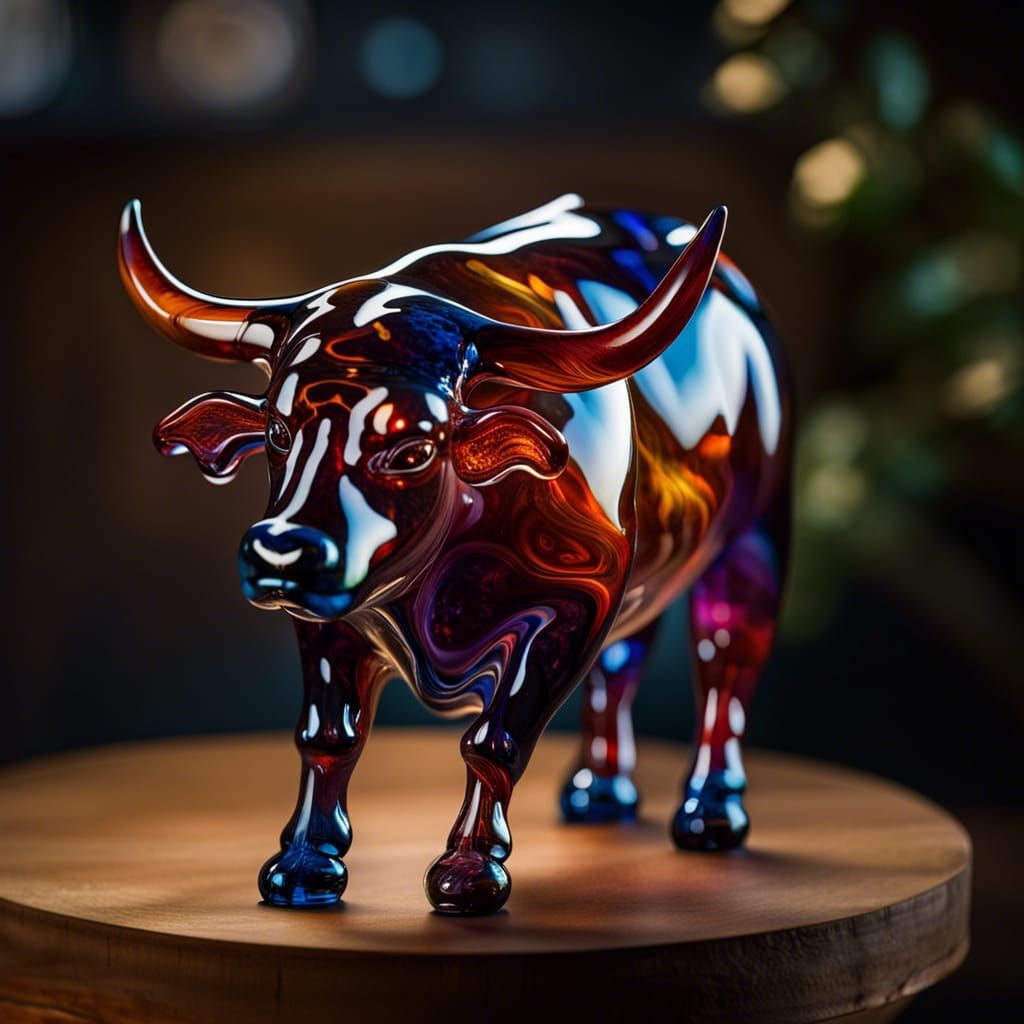 Elegant Glass Blown Bull Sculpture