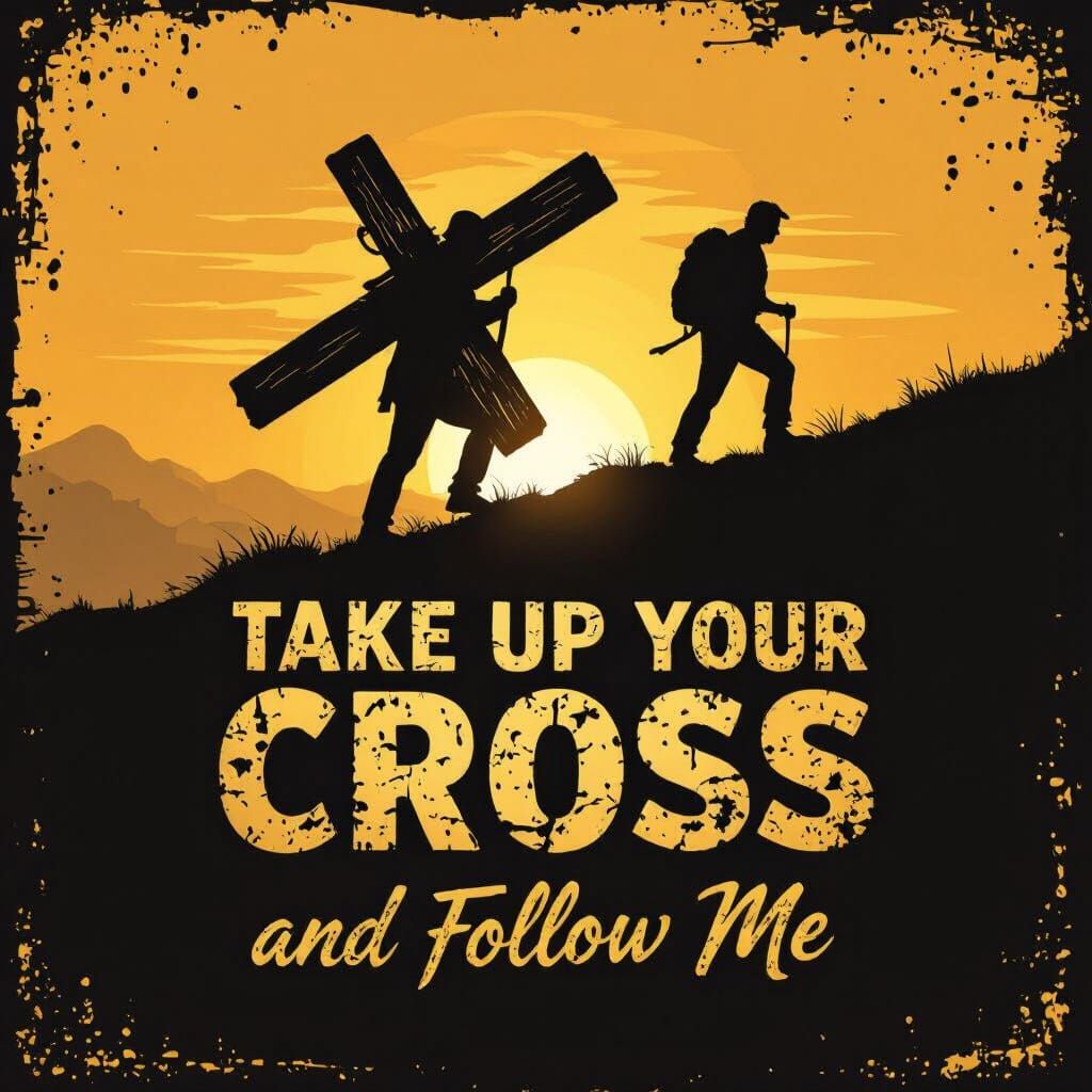 Man Carrying Cross Silhouette on T-Shirt Design