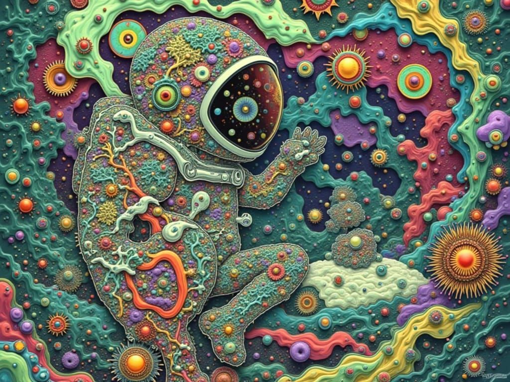 Psychedelic Polar Bear Astronaut in Space