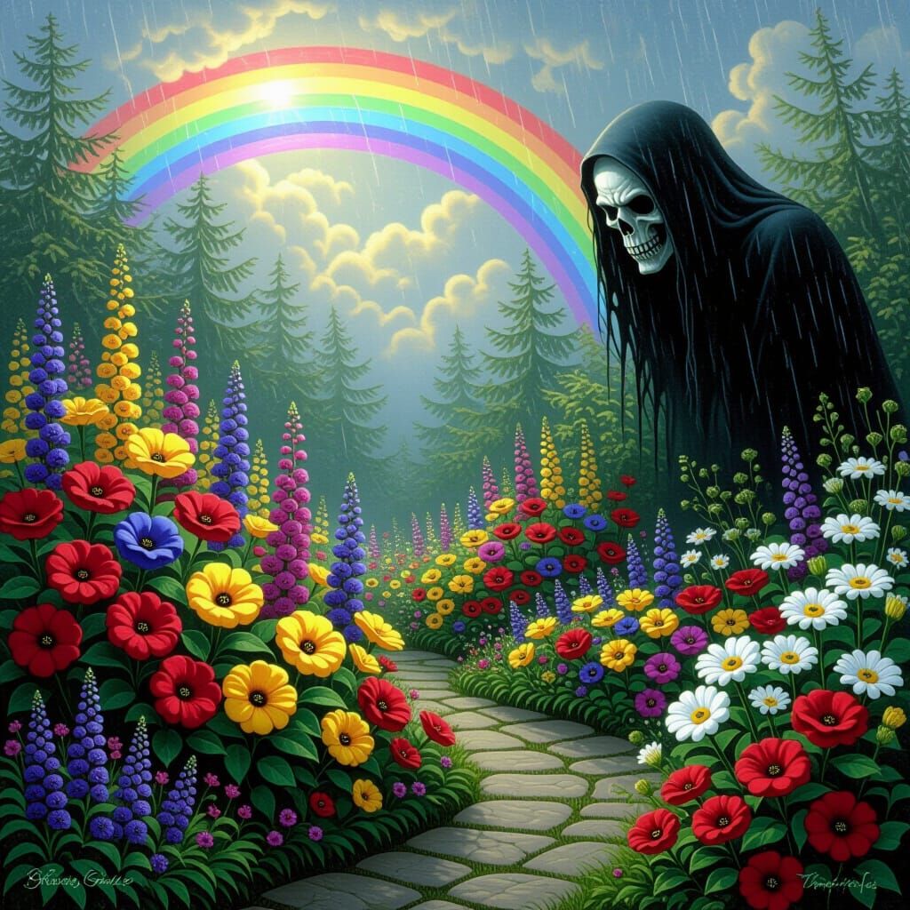 Grimdark Rainbow Garden Inspired by Painterly Masters