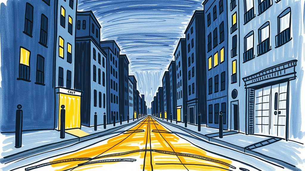 Child's Crayon City Street, Abstract Expressionist