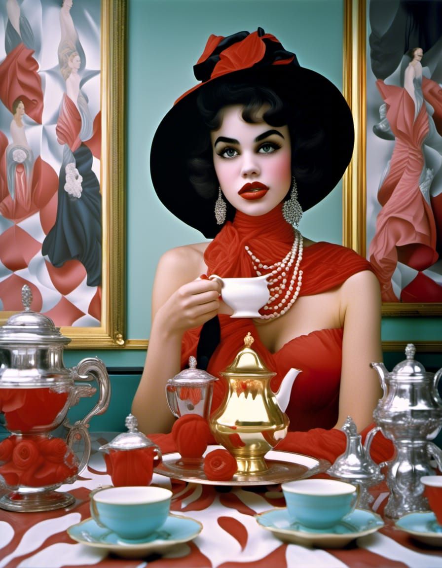 Photorealistic Portraits of Women in Cafe, Modern Couture