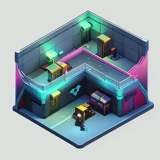 Synthwave Space Station with Rockets and Telescope