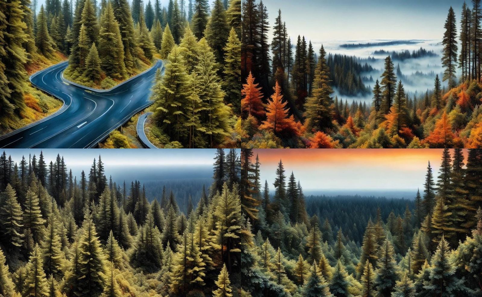 Highway Through Redwood Forest: Digital Matte Painting