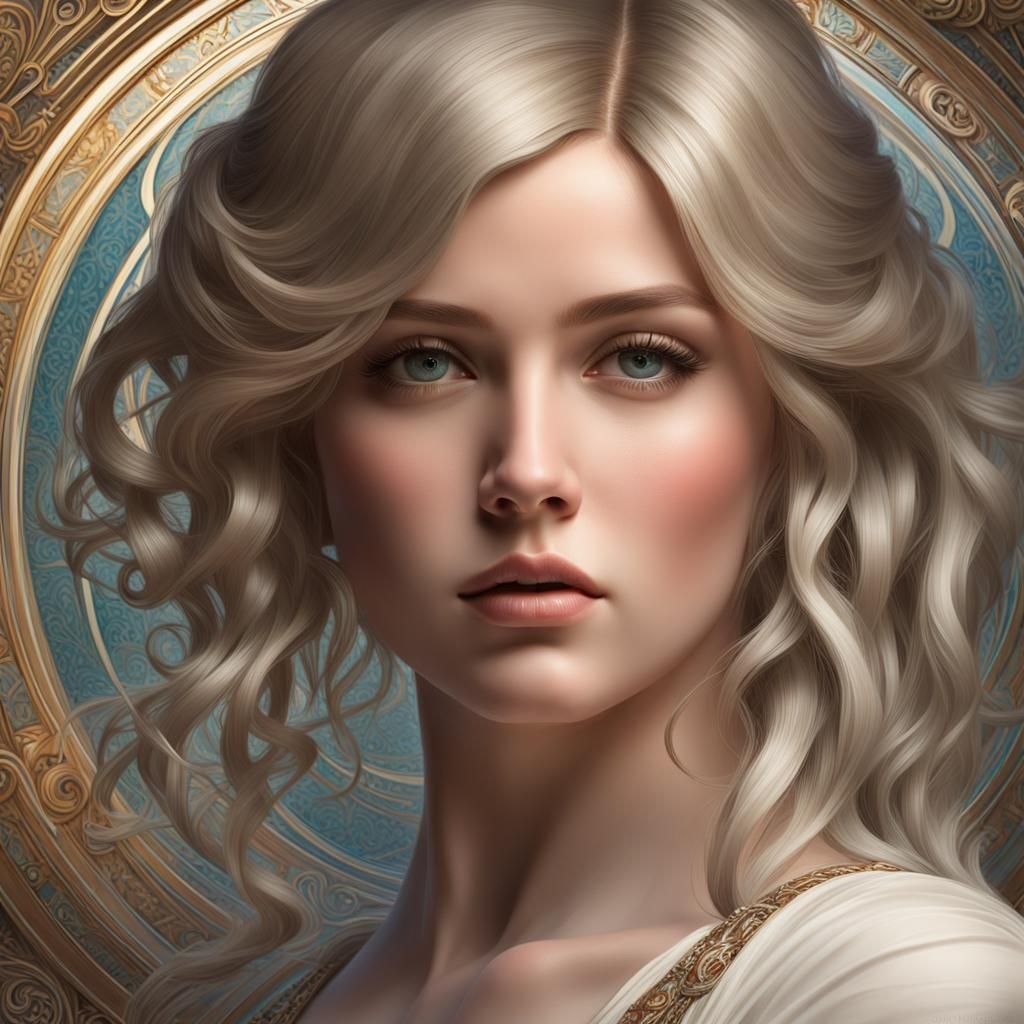 Voluptuous Woman Portrait in Hyperdetailed Matte Photography