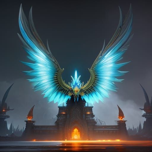 Icy Phoenix with Fiery Core: Fantasy Concept Art