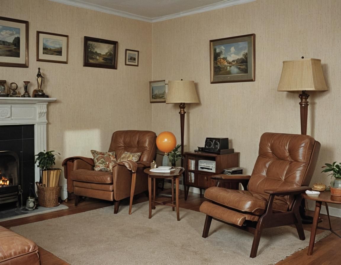 Retro 1970s Living Room with Recliner Chair