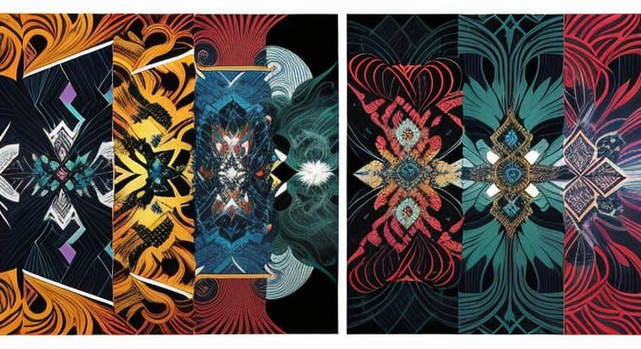 Seven Graphic Novel Character Panels in Surreal Fantasy Styl...