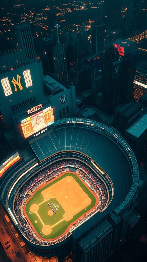 Yankee Stadium Aerial View at Night