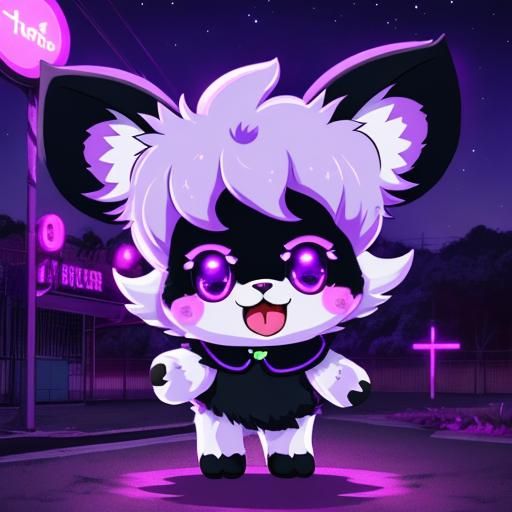 Cute Chibi Espurr with Synthwave Neon Retro Style