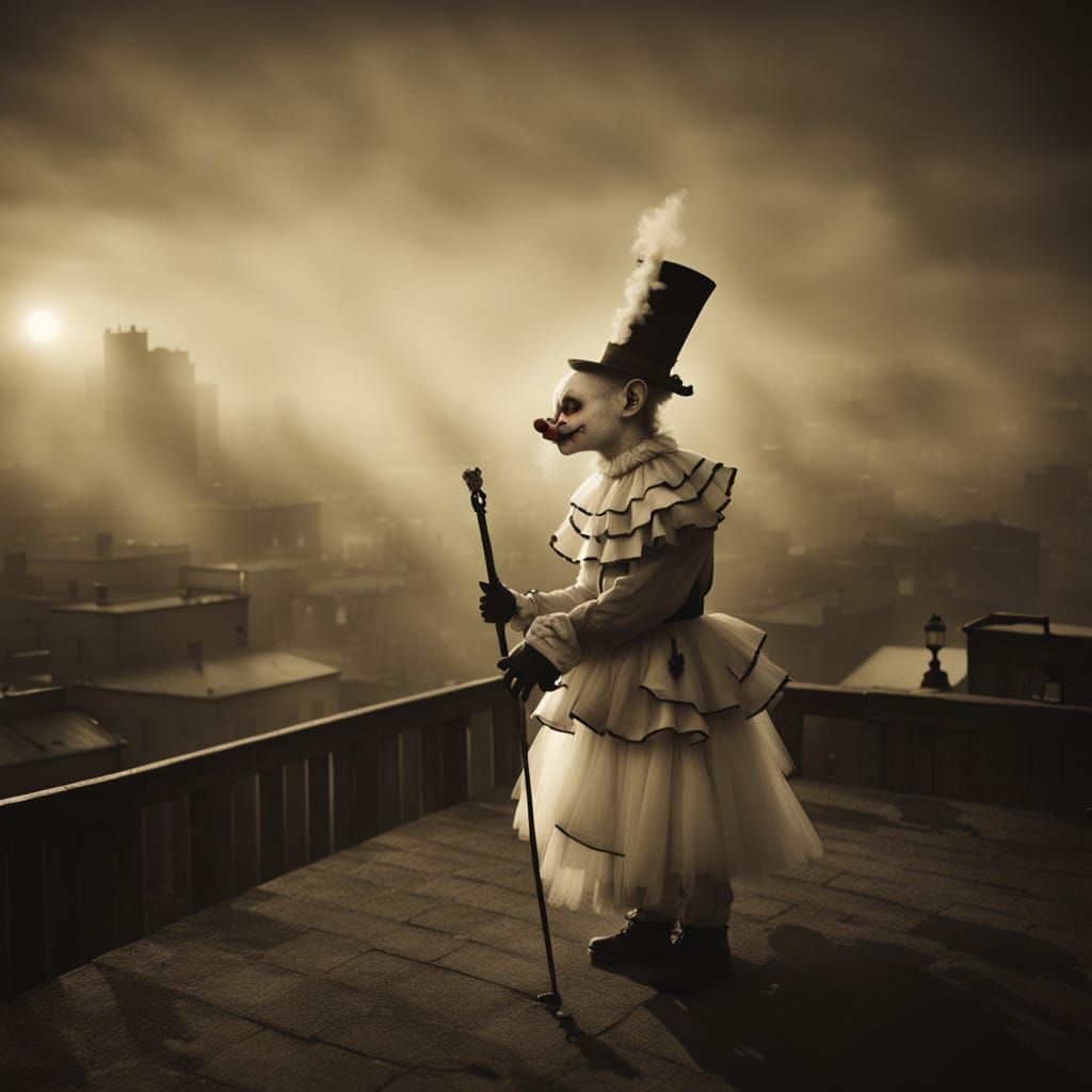 Ferret Pierrot in Vintage Rooftop Setting