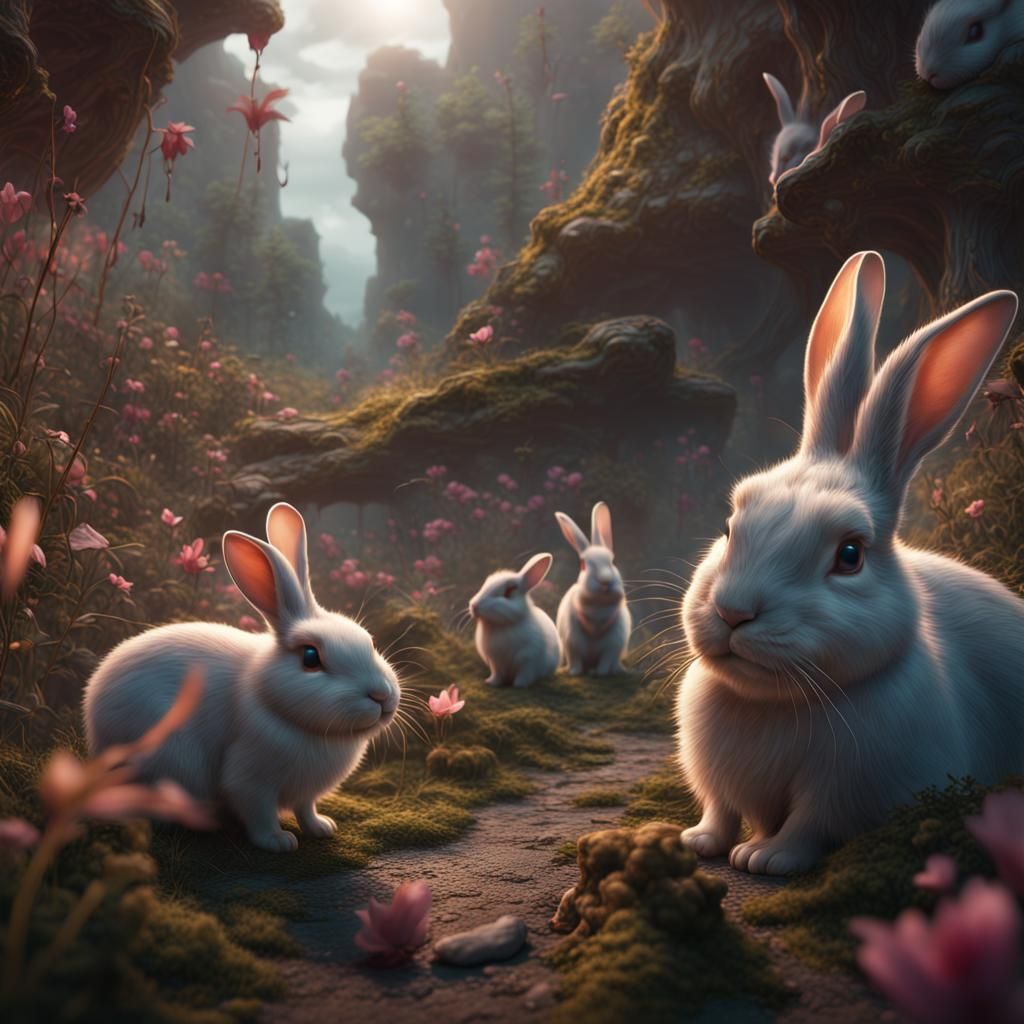 Fantastical Bunnies in Detailed Matte Painting