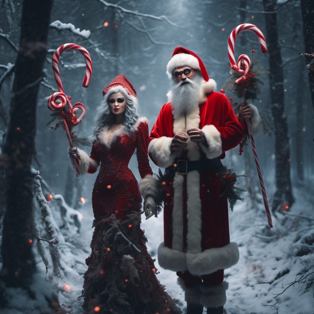 Malevolent Mr. and Mrs. Claus in Dark Forest