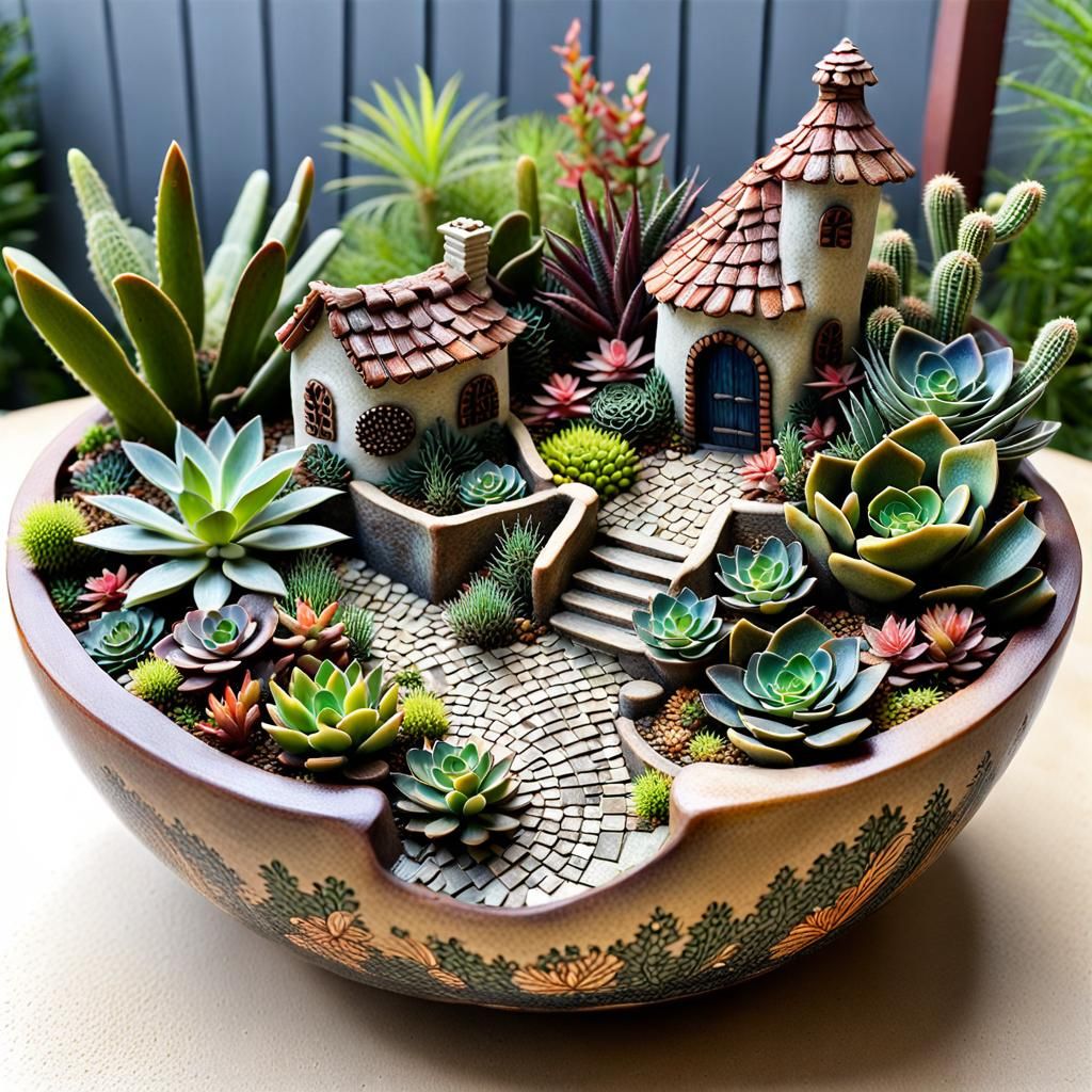 Miniature Fairy-Tale Garden with Succulents
