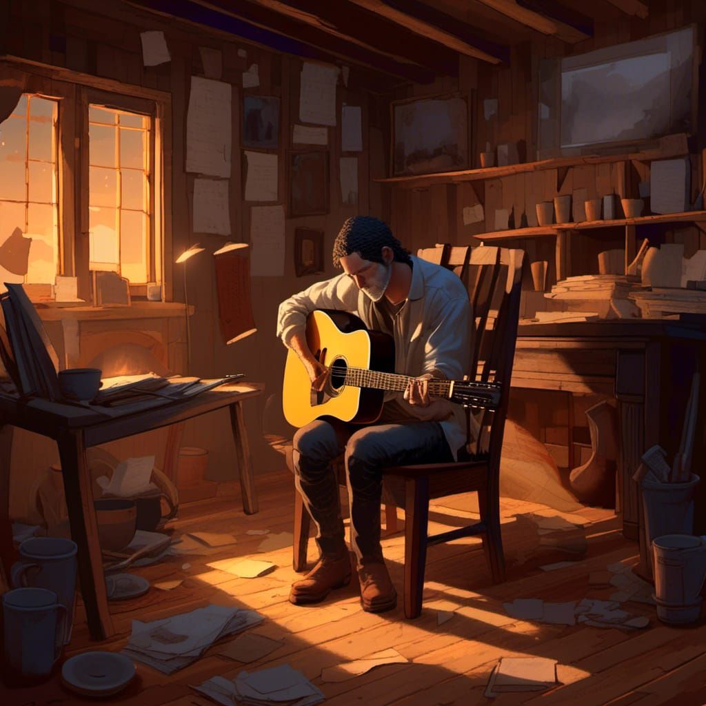 Moonlit Musician: Dreamy Digital Art