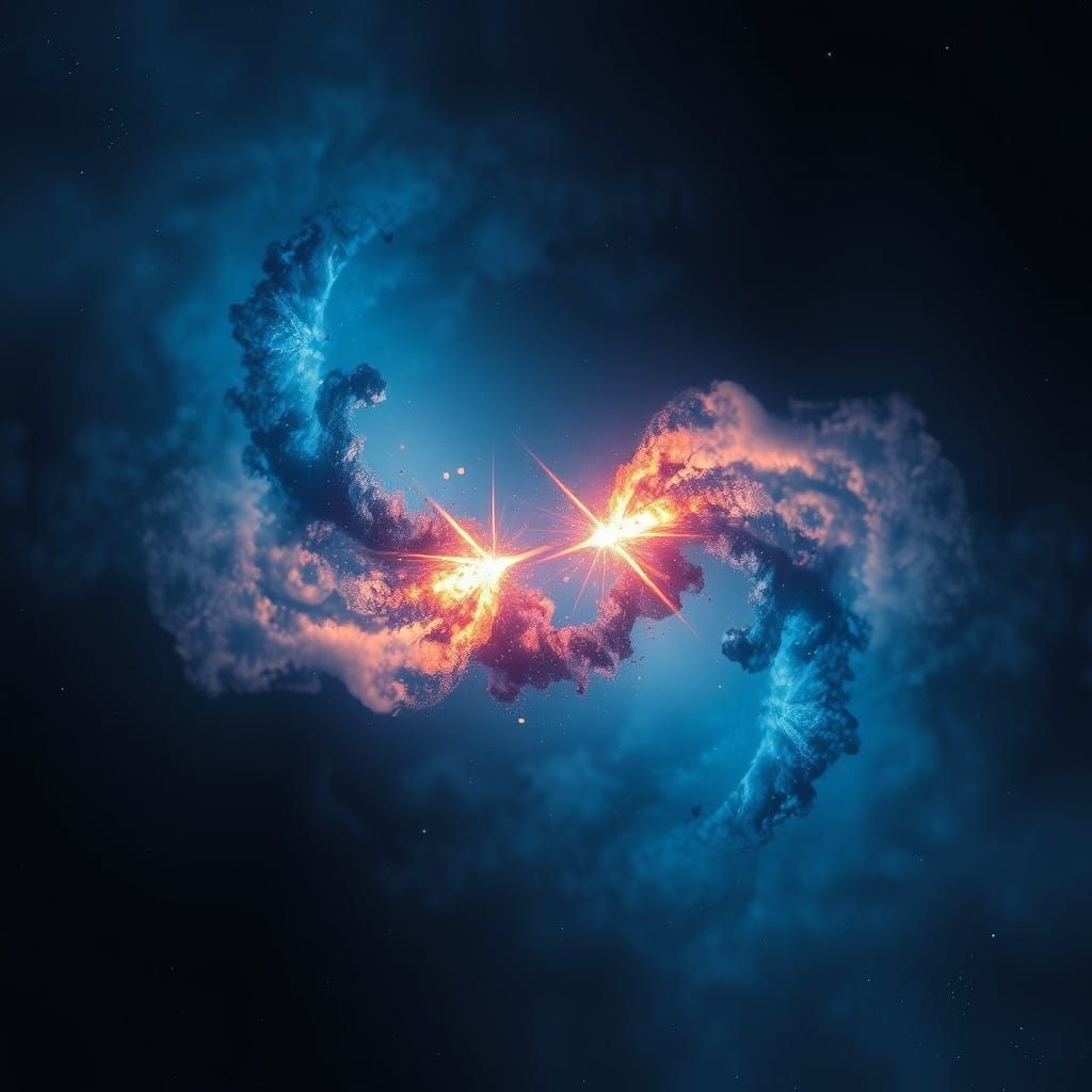 Cosmic Collision in a Vibrant Dance of Stars and Gas