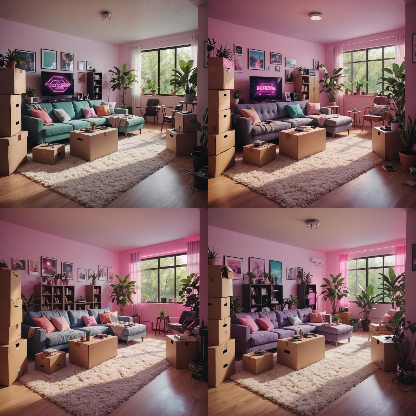 Cinematic Synthwave Neon Retro: Moving into a New Home