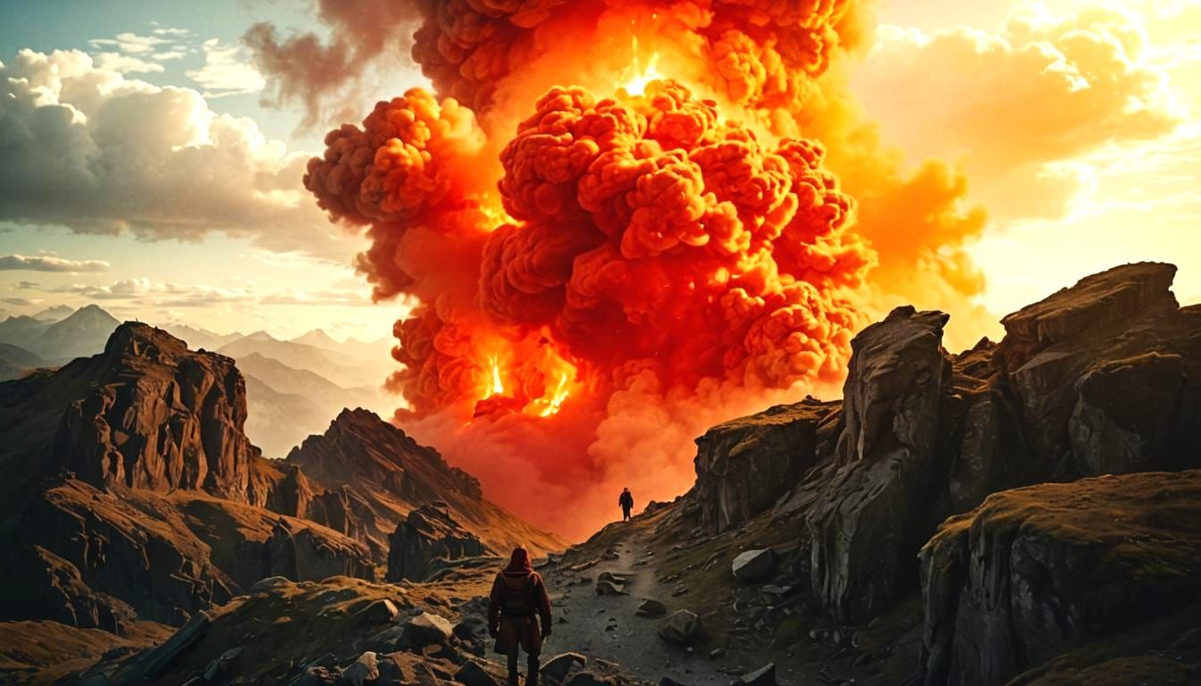 Dramatic Mountain Scene: Cinematic Film Still