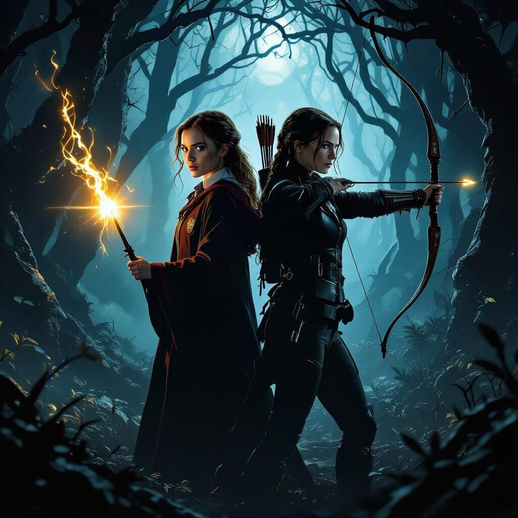 Hermione & Katniss Ready for Battle in Enchanted Forest