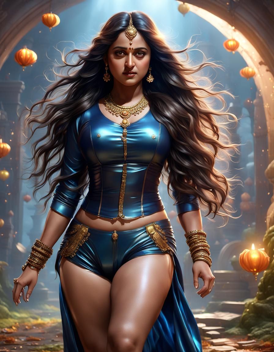 Fantasy Portrait of Curvy Indian Woman in Dark Art Style