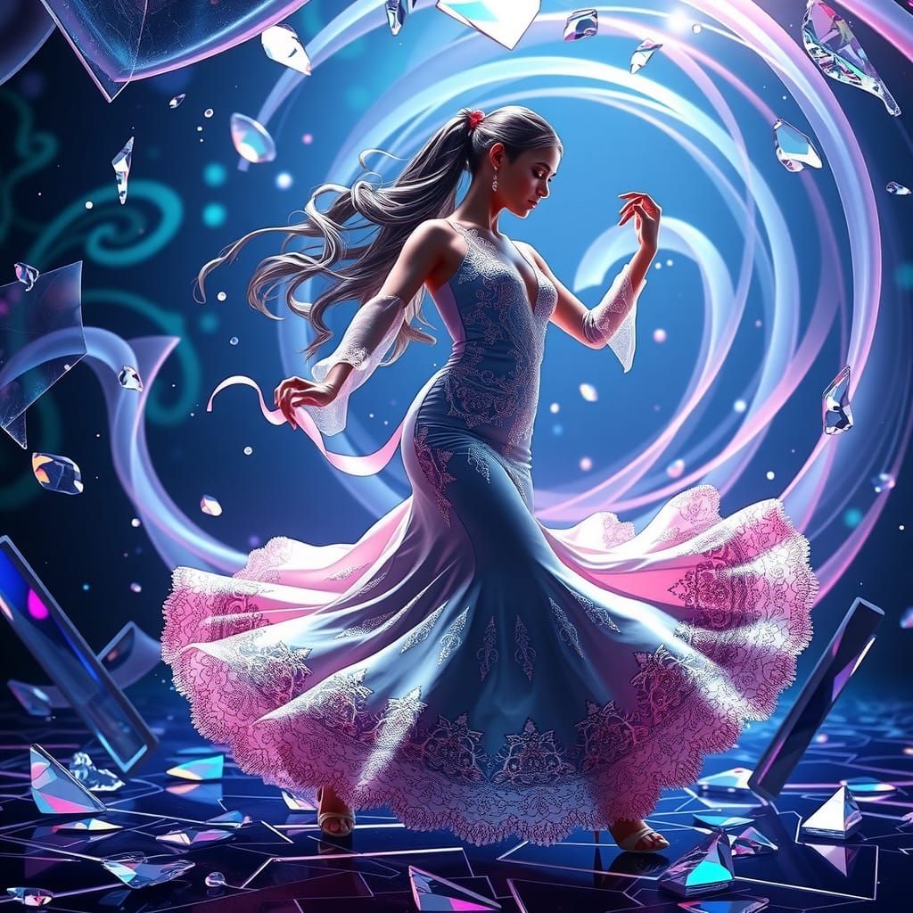 Flamenco Dancer in Fractal Dreamscape, 3D Digital Art