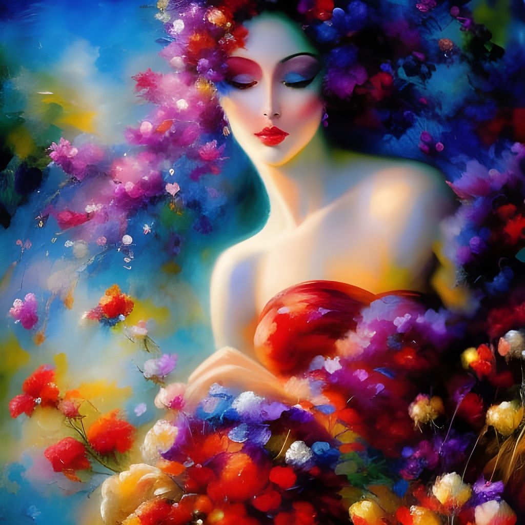 Impressionist Woman near a Serene Pool