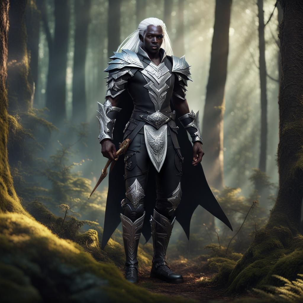 Drow Ranger in Forest, Fantasy Concept Art