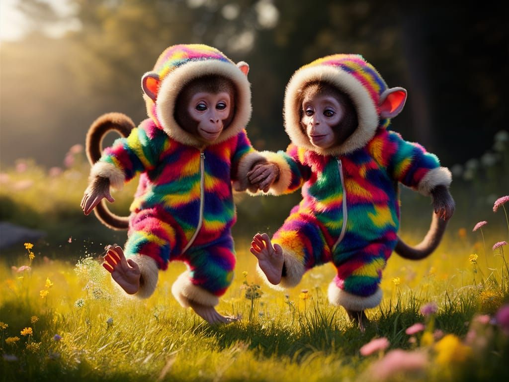 Pixie Monkeys Romp in Psychedelic Meadow
