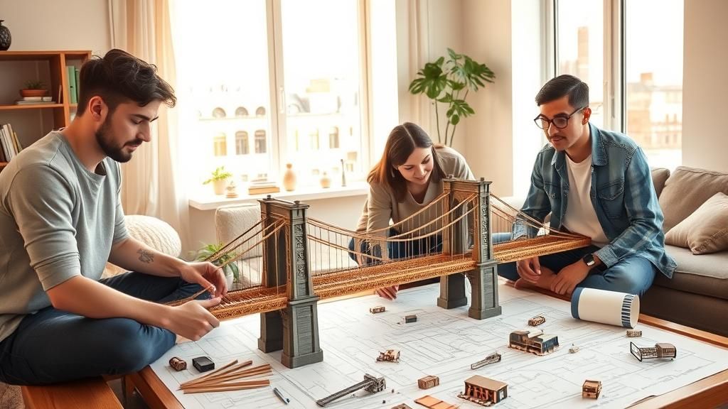 Friends Build Brooklyn Bridge Model: Documentary Photography