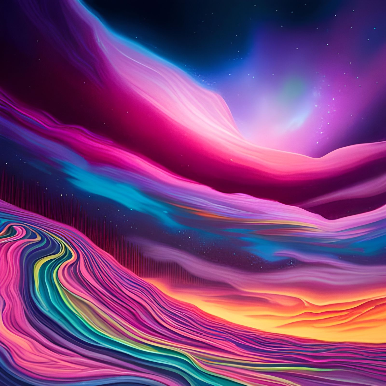 Aurora Borealis Night Sky in Graffiti Art Style