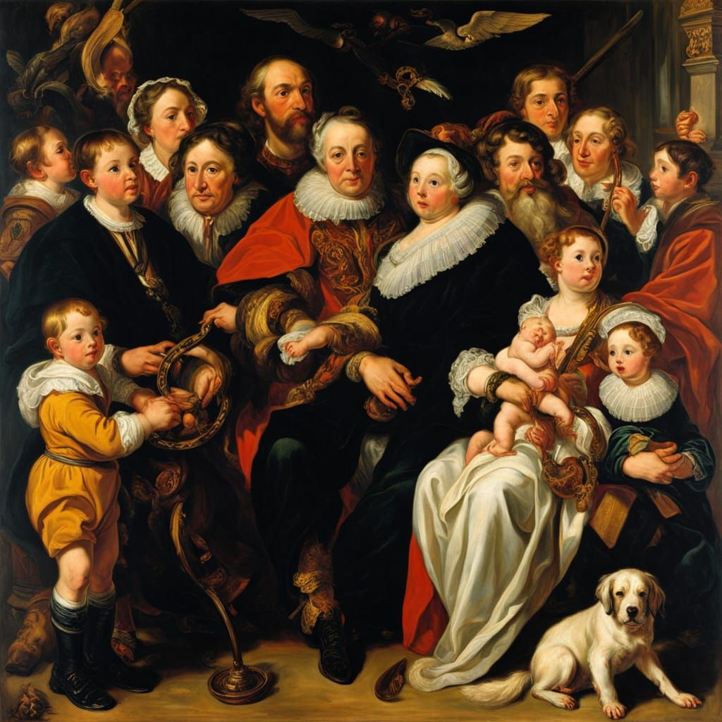 The artist with his father-in-law's family