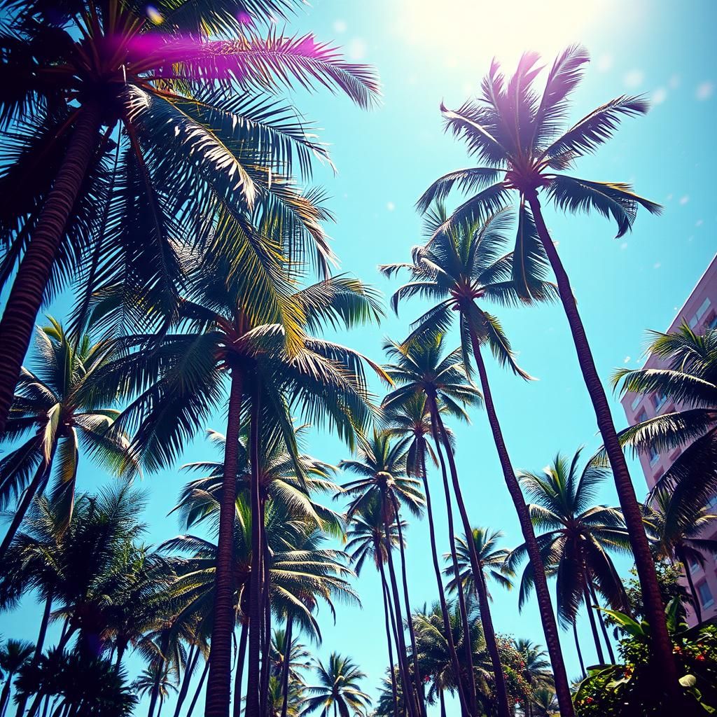 Vibrant Pop Art Palm Trees in Macro