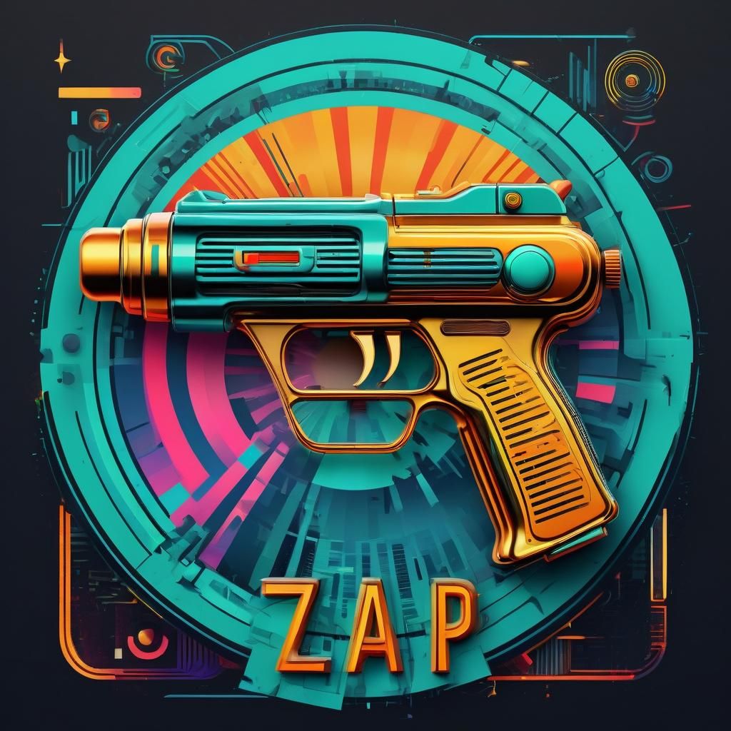 Retro-Futuristic Pop Art Ray Gun with Bauhaus Elements