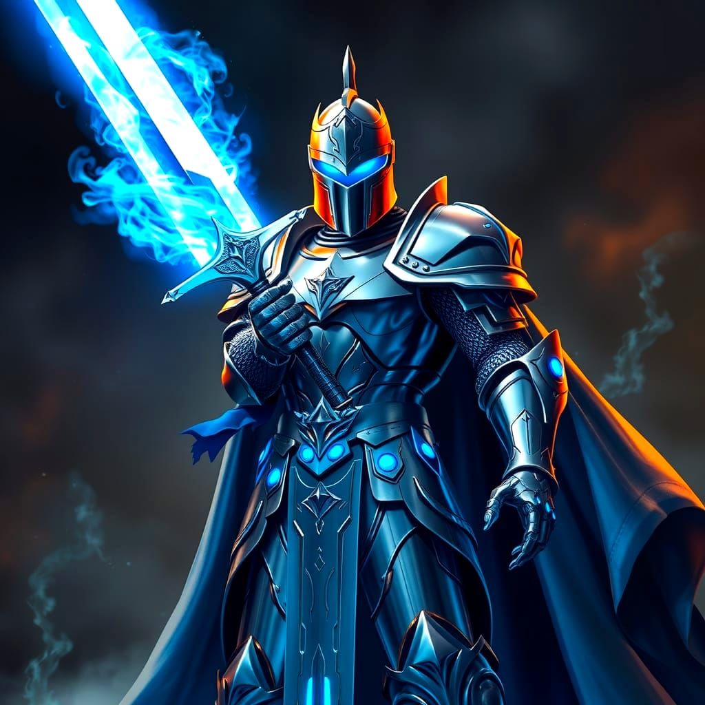 Majestic Chrome Knight Triumphs Over Chaos