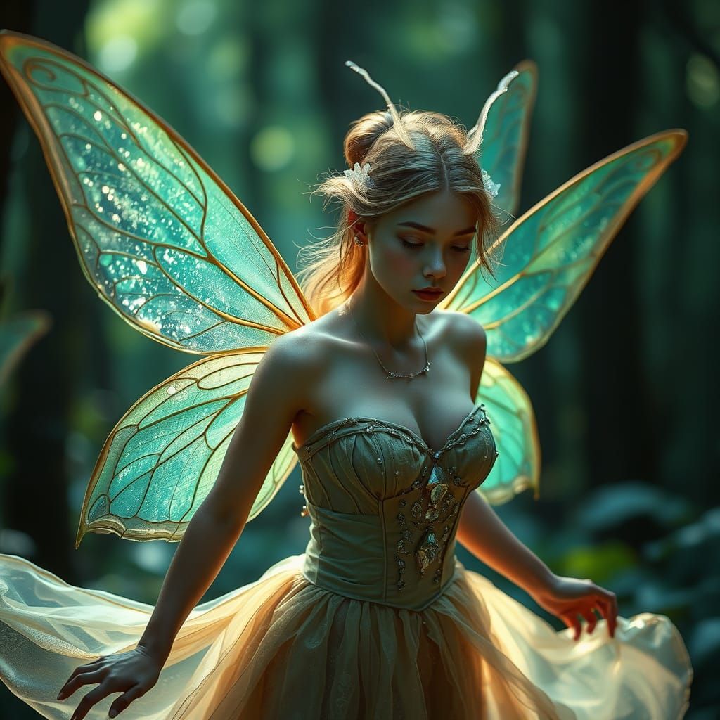 Enchanted Fairy in Mystical Forest, Photorealistic Portrait